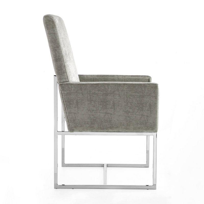 High-Back Velvet Upholstered Arm Chair with Steel Frame