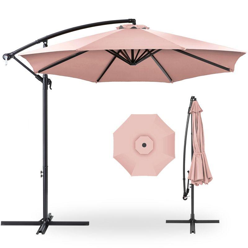 Rose Quartz 10ft Offset Hanging Patio Umbrella with Steel Frame