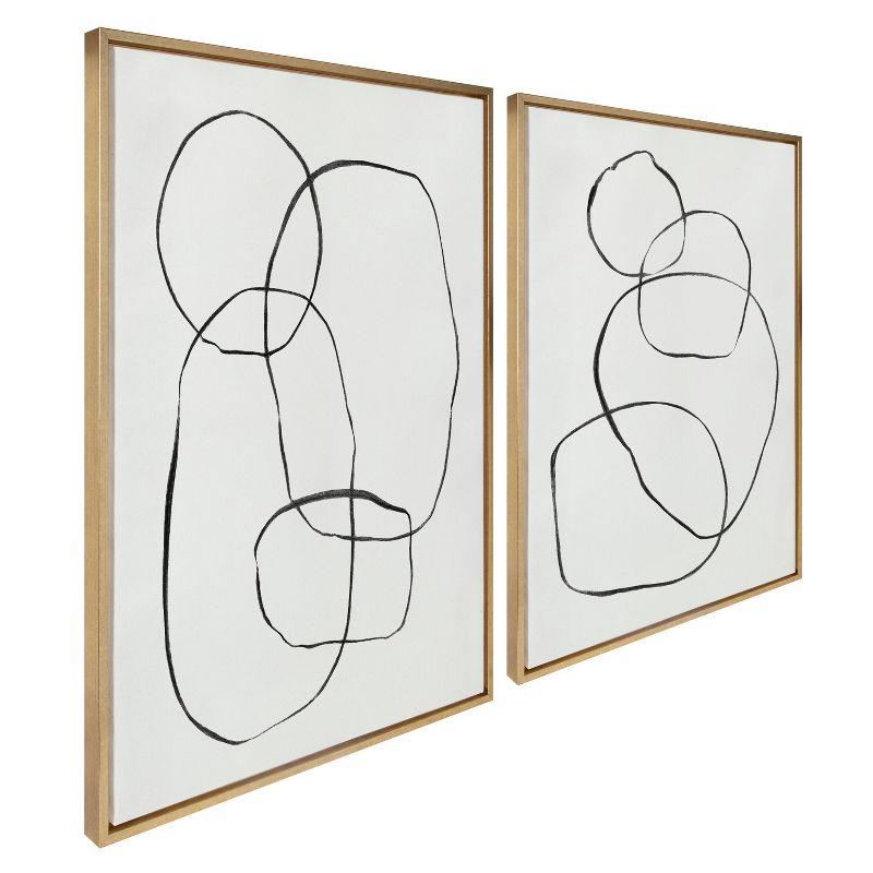 (Set of 2) Sylvie Going in Circles Framed Textured Canvas Set by Teju Reval - Kate & Laurel All Things Decor