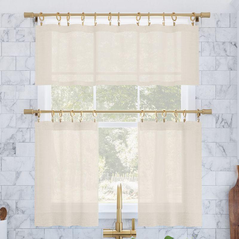 2pc Archaeo Light Filtering Slub Textured Linen Blend Cafe Curtain Panel Pair Ivory