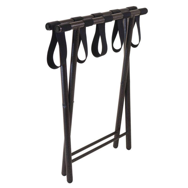 Tavin Black Metal Folding Luggage Rack with Nylon Straps