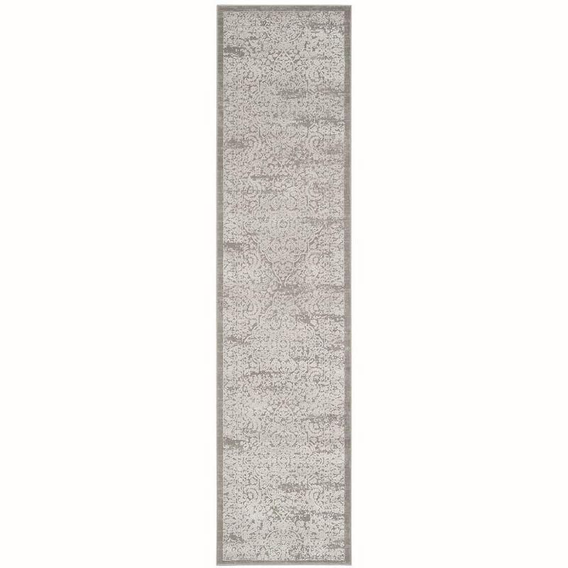 Elegant Vintage Grey & Beige 2' x 8' Synthetic Runner Rug