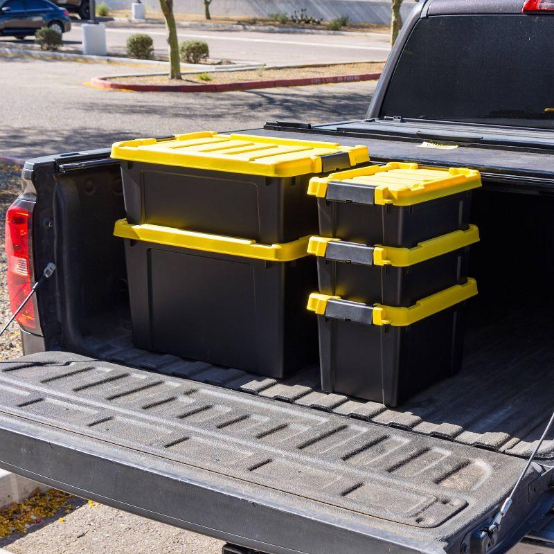 Iris 20 Qt./5 Gal. Heavy-duty Stackable Storage Tote in Black with Yellow Lid