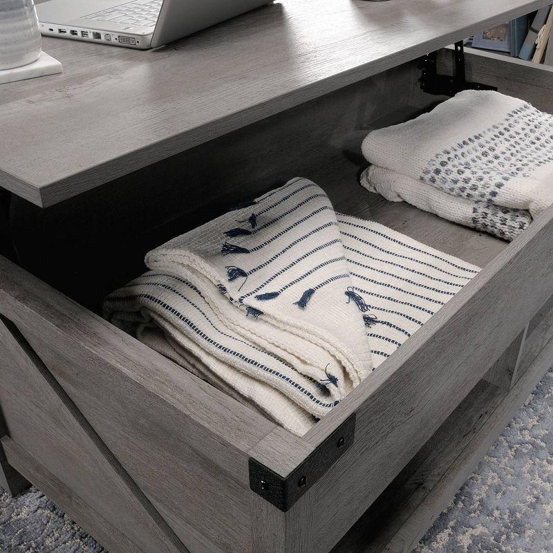 Bridge Acre Rustic Farmhouse Lift Top Coffee Table Mystic Oak - Sauder: Rectangle Table for Living Room, Spot Clean
