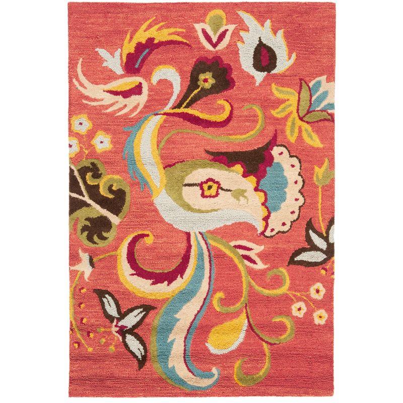 Blossom BLM680 Hand Hooked Area Rug - Rust/Multi - 4'x6' - Safavieh.