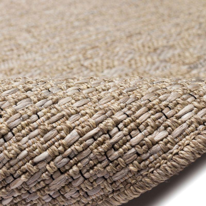 Ivory Flat Woven Square Stain-Resistant Synthetic Rug