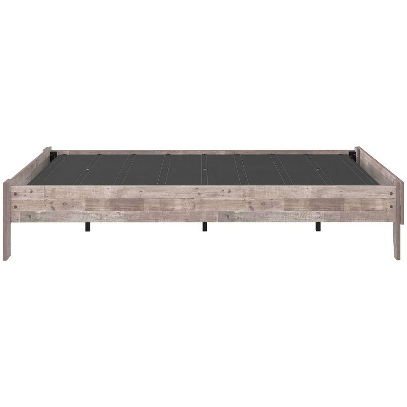 Full Neillsville Platform Bed Whitewash - Signature Design by Ashley: Wood Frame, No Box Spring Needed
