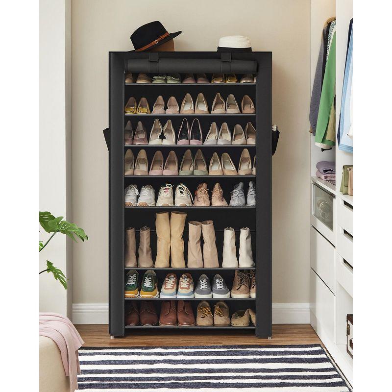 Black 9-Tier Fabric and Metal Stackable Shoe Rack