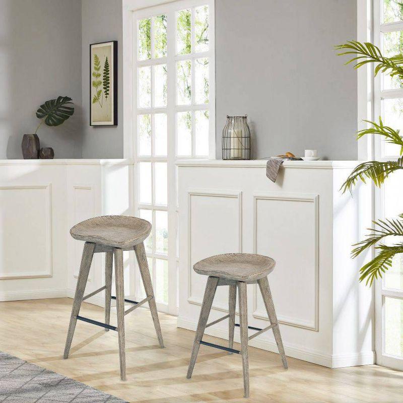 Boraam 31" Bali Swivel Counter Height Barstool Barnwood: Hardwood Frame, 300 lbs Capacity, Backless Design