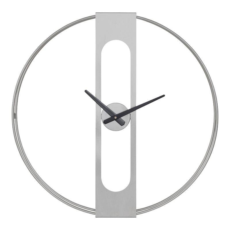 22"x22" Urgo Numberless Metal Wall Clock Silver - Kate & Laurel All Things Decor: Large, Modern Indoor Timepiece