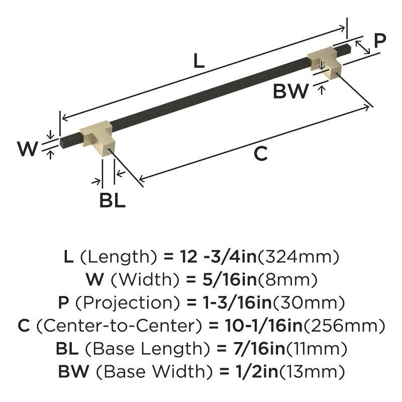 10-1/16" Matte Black and Golden Champagne Bar Pull