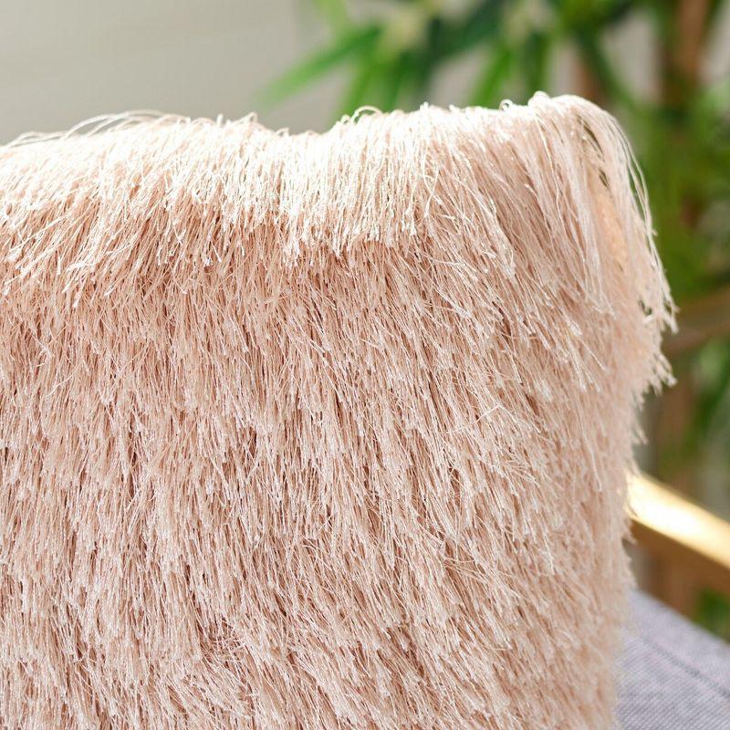 Blush Shaggy Faux Fur Rectangular Accent Pillow