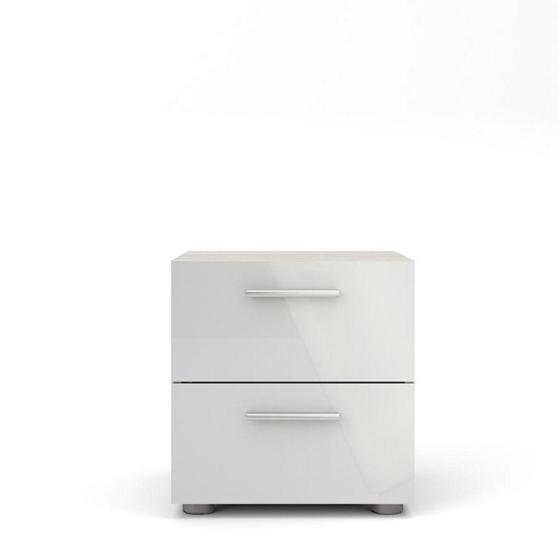 Tvilum, Austin 2 Drawer Nightstand, Oak Structure/White High Gloss