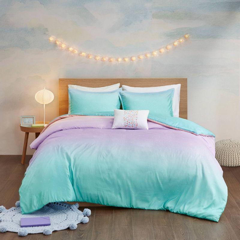Intelligent Design Glimmer Watercolor Tye Dye Duvet Cover Set