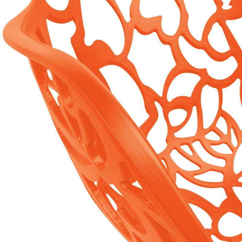 LeisureMod Devon Aluminum Stackable Outdoor Dining Armchair Set of 2, Orange
