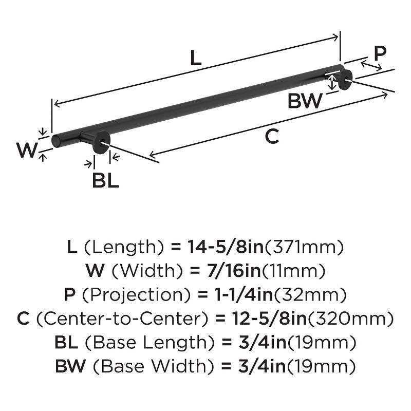 Amerock Radius 12-5/8 inch (320mm) Center-to-Center Matte Black Cabinet Pull