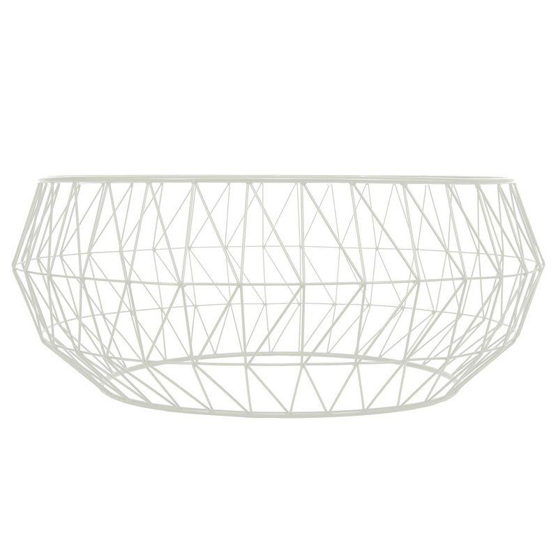 LeisureMod Malibu Modern Round Glass Top Coffee Table With Metal Base