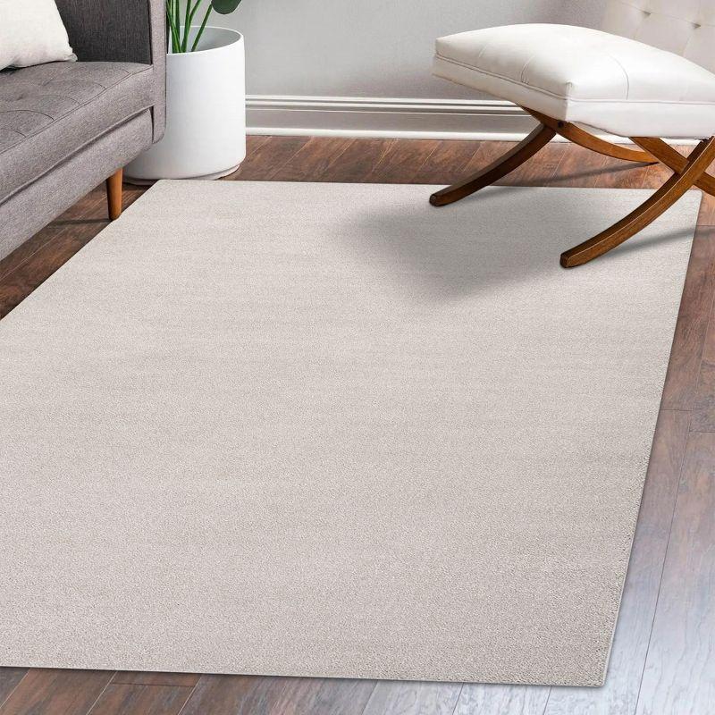 10' X 14' Rectangle Haze Solid Low-Pile Area Rug , Ivory - JONATHAN Y