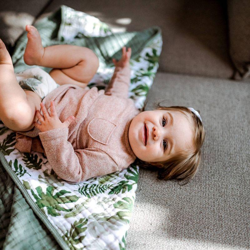 Little Unicorn Cotton Muslin Quilt Blanket - Tropical Leaf