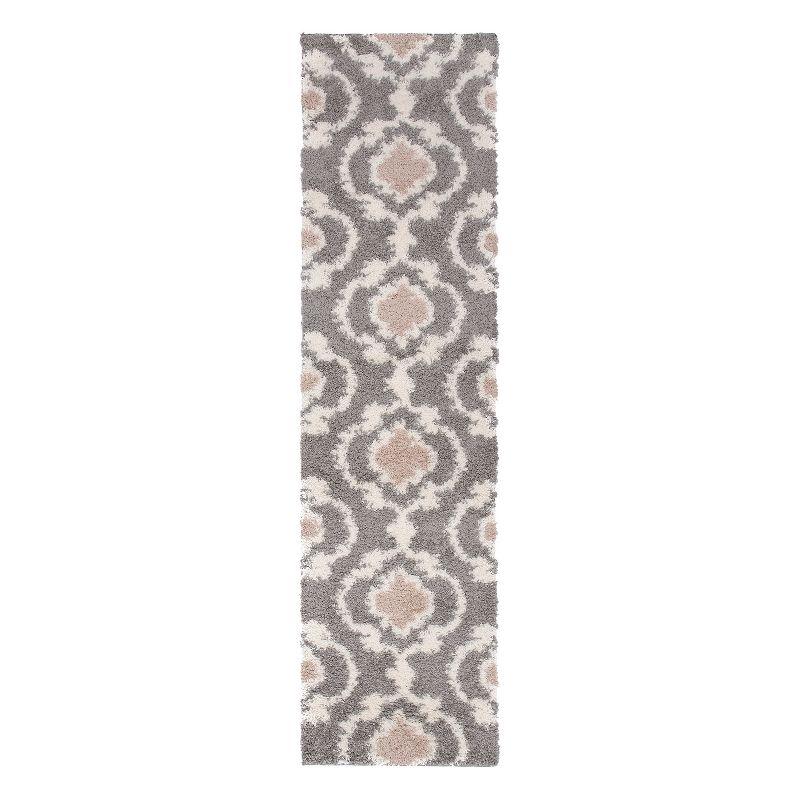 World Rug Gallery Cozy Moroccan Trellis Shag Area Rug - Gray 2' x 7'