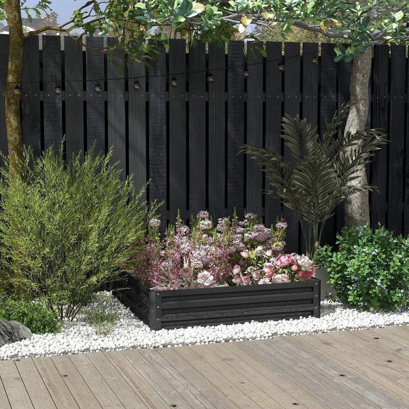 Outsunny 4' x 4' x 1' Galvanized Raised Garden Bed, Planter Raised Bed with Steel Frame for Vegetables, Flowers, Plants and Herbs, Gray