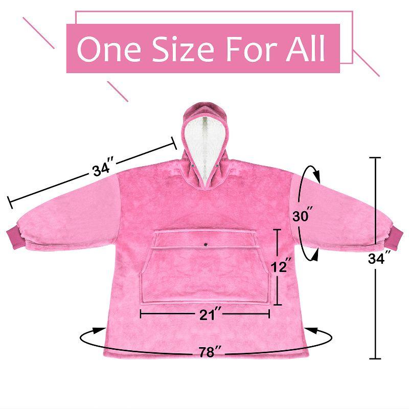 Solaris Women Flannel Blanket Hoodie Oversized Sweatshirt, Wearable Fleece Blanket Woman, Christmas Gift for Her, Hot Pink