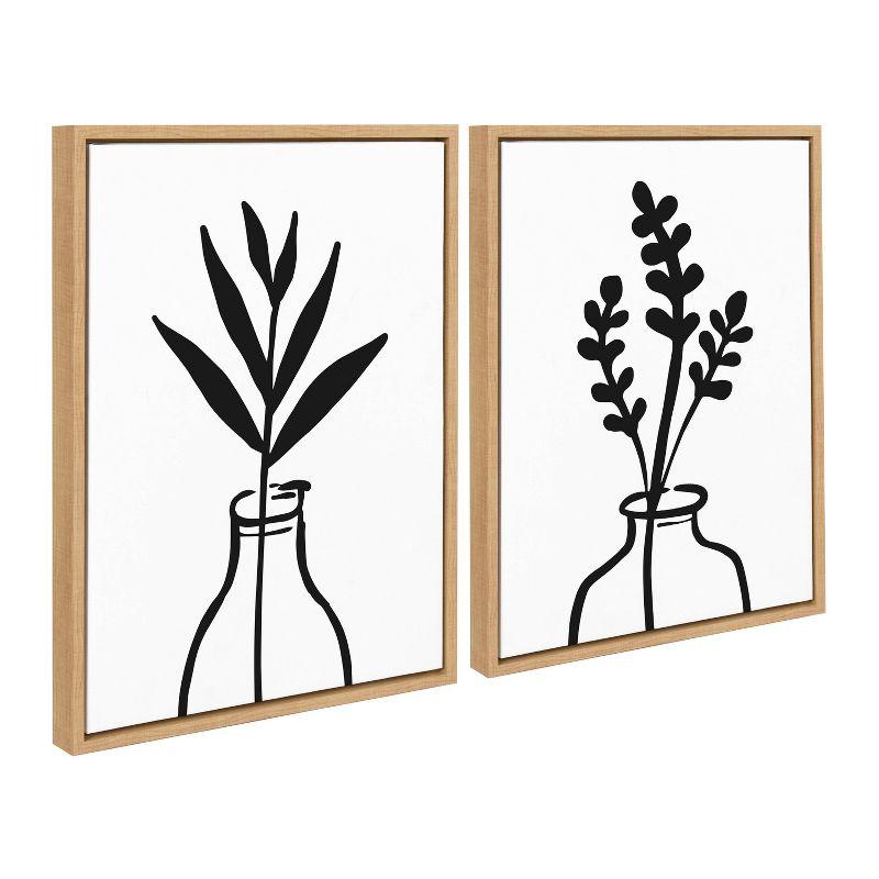 18"x24" 2 Piece Sylvie Modern Botanical Vase Framed Canvas Set by the Creative Bunch Studio Natural - Kate & Laurel All Things Decor