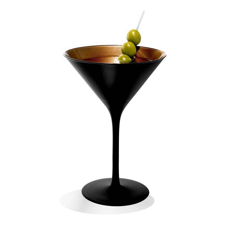 Set of 6 Olympia Martini Drinkware 8oz Glasses Black/Bronze - Stolzle Lausitz: Lead-Free Crystal, Dishwasher-Safe Glassware