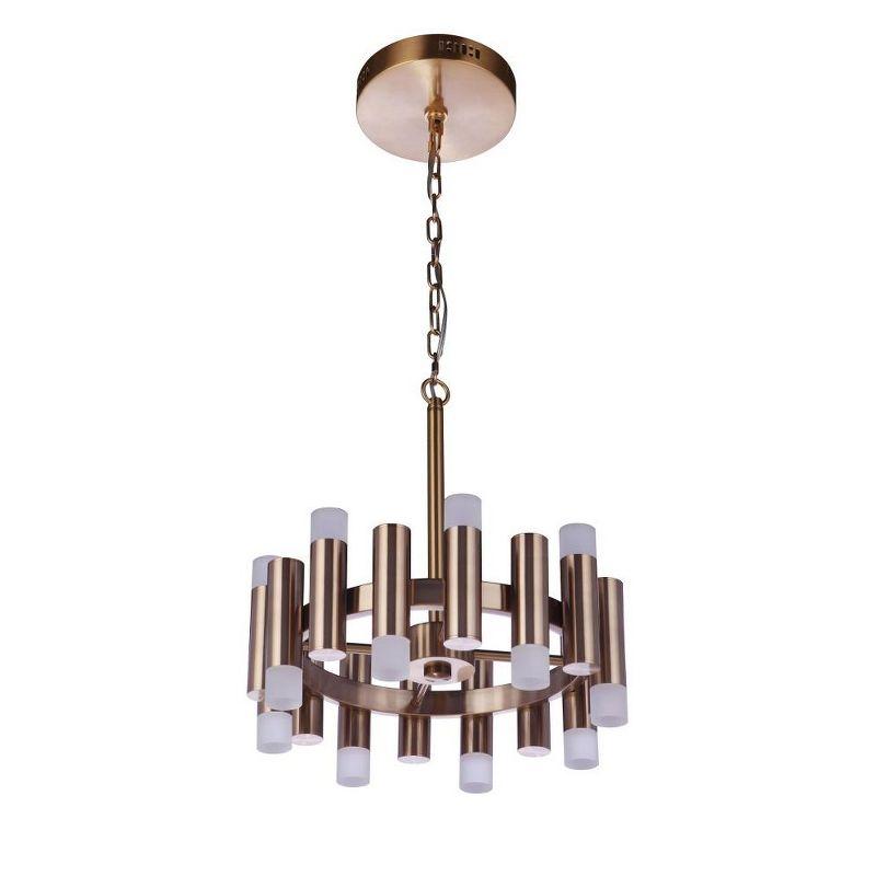 Satin Brass 16-Light LED Chandelier with Frosted Acrylic Shades