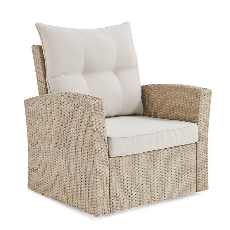 All-Weather Wicker Canaan Outdoor Armchair with Cushions Brown - Alaterre Furniture: Patio Accent Chair, Weather-Resistant