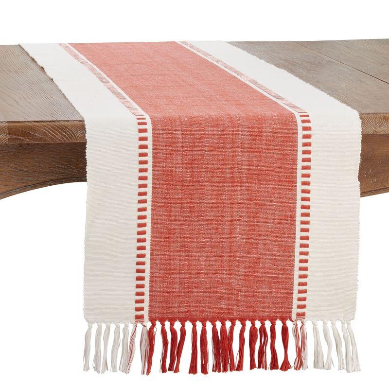 Orange Striped Cotton Table Runner, 22 x 18 inches