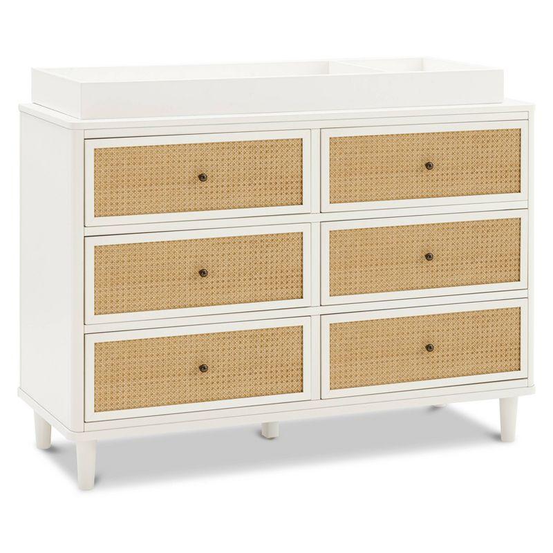 Warm White and Honey Cane 6-Drawer Dresser with Soft Close