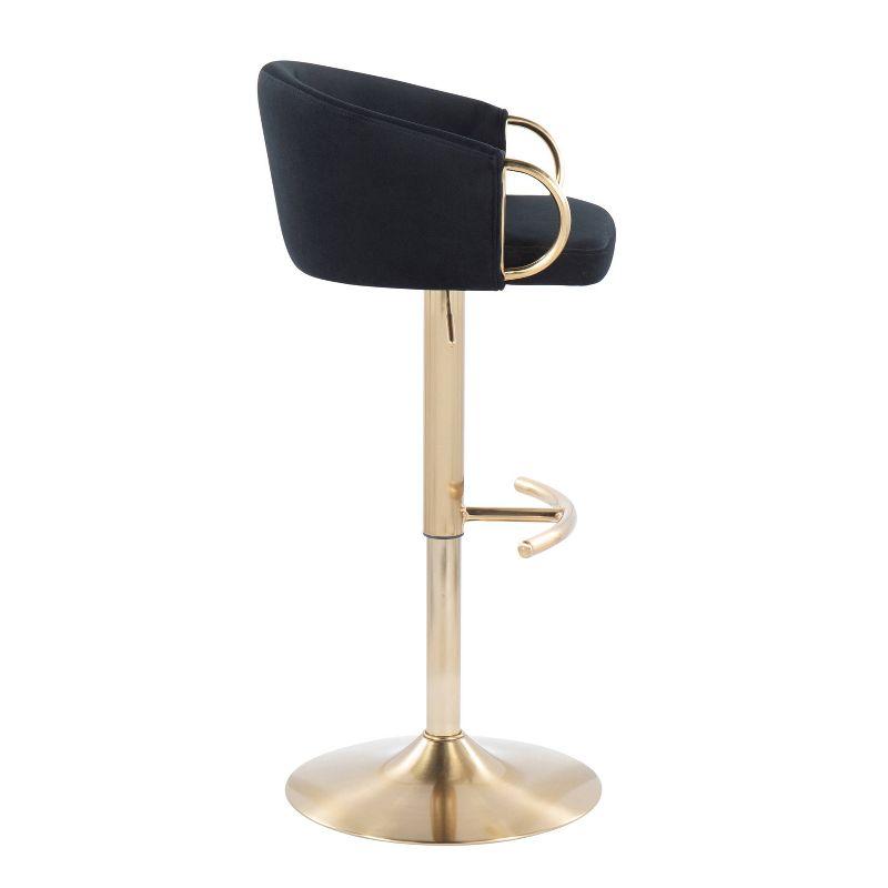 Claire Modern Black Velvet and Gold Metal Adjustable Swivel Barstool