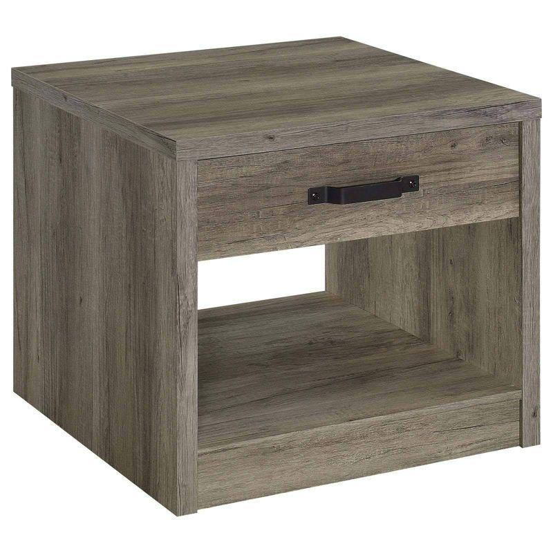 Gray Driftwood Square Wood Accent Table with Storage