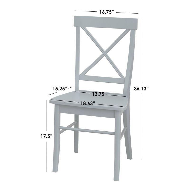 High Cross-Back Wooden Side Chair in White, Set of 2