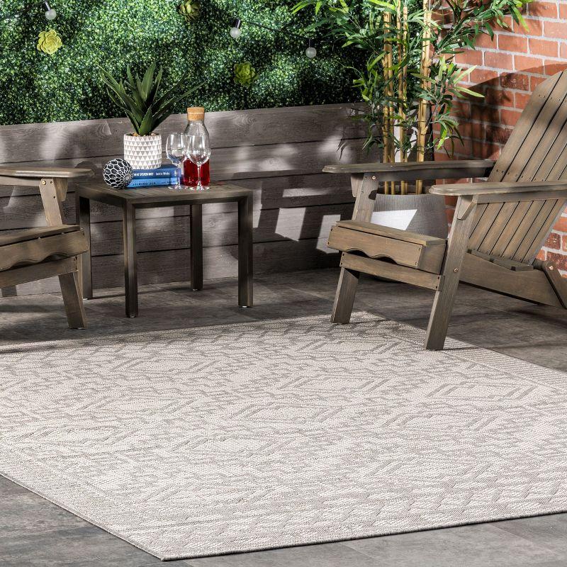 Gray Synthetic Flat Woven Indoor/Outdoor Area Rug