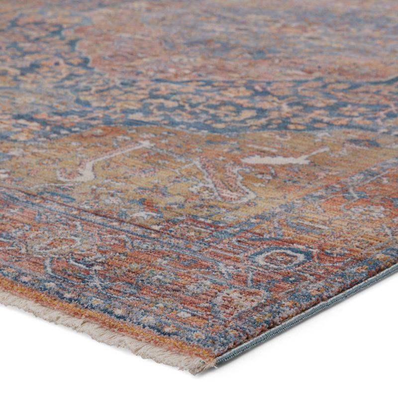 Elegant Medallion Blue and Gold Wool-Blend 9'4"x13' Area Rug