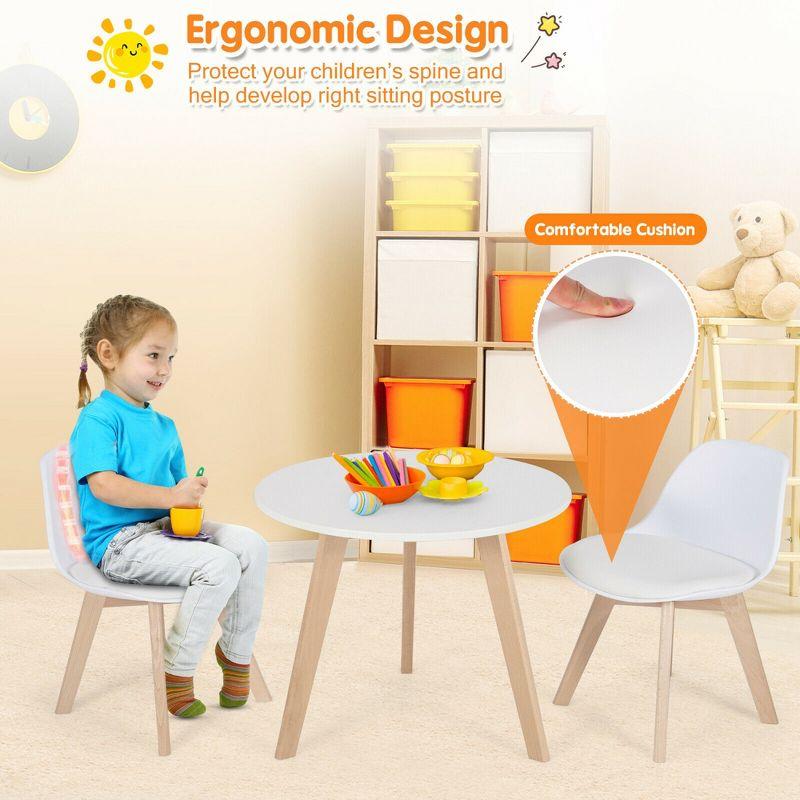 Costway Kids Table & 2 Chairs Set Modern Activity Play Table w/Beech Leg Cushion