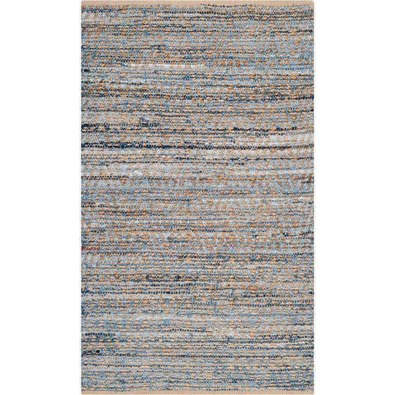 Cape Cod Blue and Natural Hand-Knotted Jute Area Rug