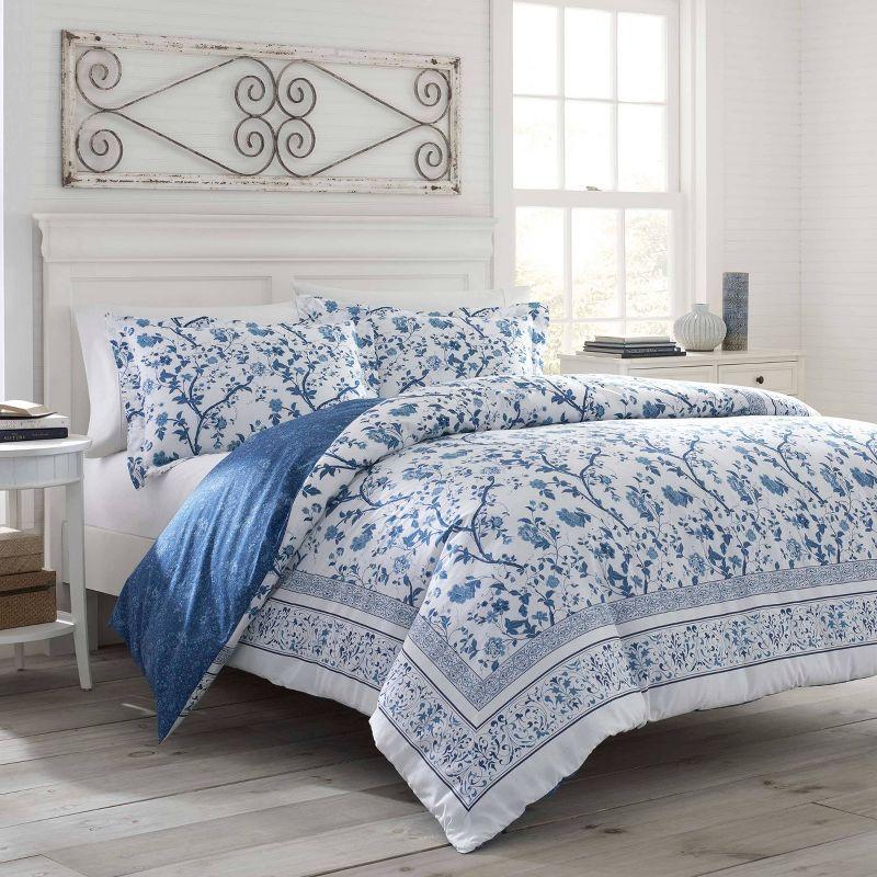 Charlotte Blue Cotton Twin Reversible Comforter Set