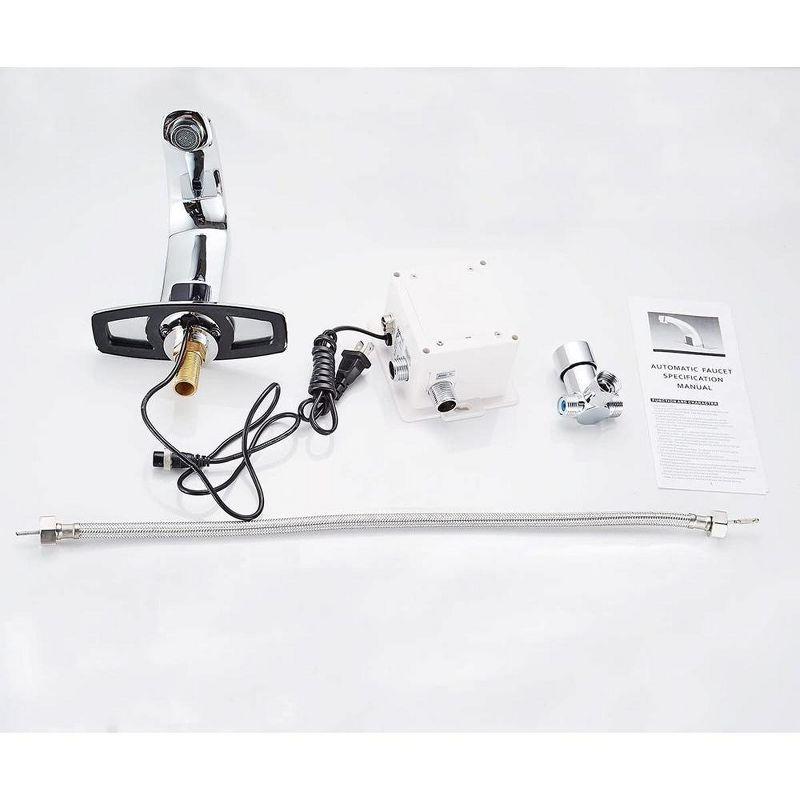 BWE Automatic Sensor Touchless Bathroom Sink Faucet With Deck Plate In Polished Chrome