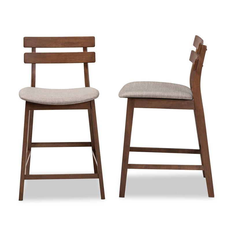 Walnut and Light Grey Modern Counter Height Barstool Set