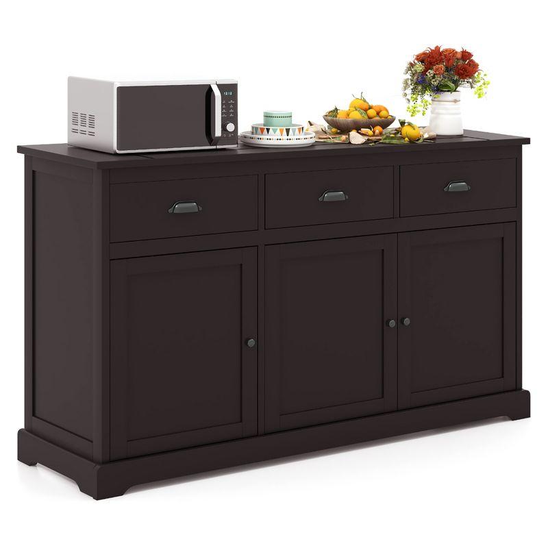 Brown MDF and Particleboard Sideboard Buffet Cabinet with 3 Drawers