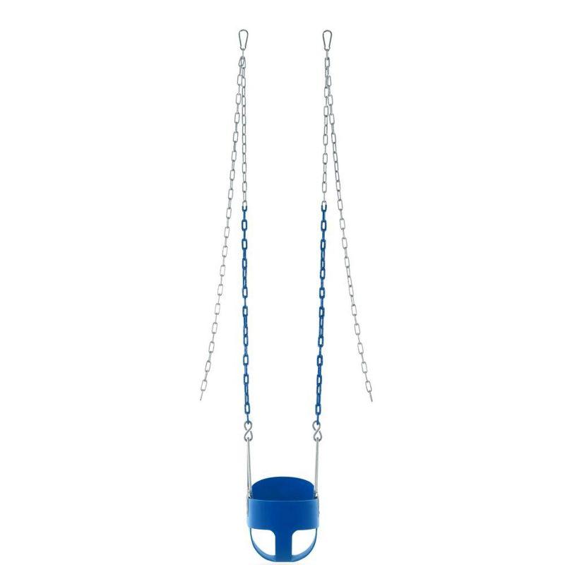 Swingan High Back, Full Bucket Toddler & Baby Swing with Vinyl Coated Chain - Fully Assembled - Blue