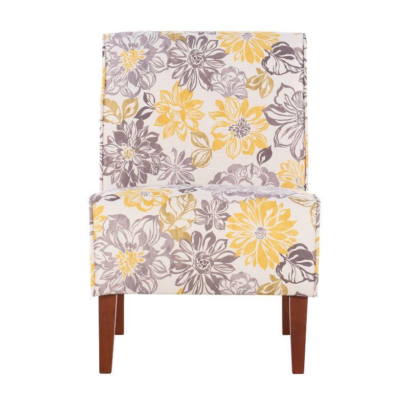 Elegant Gray Floral Slipper Chair with Manufactured Wood Frame