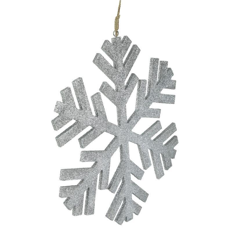 Northlight 11.75" Silver Glitter Drenched Snowflake Christmas Ornament