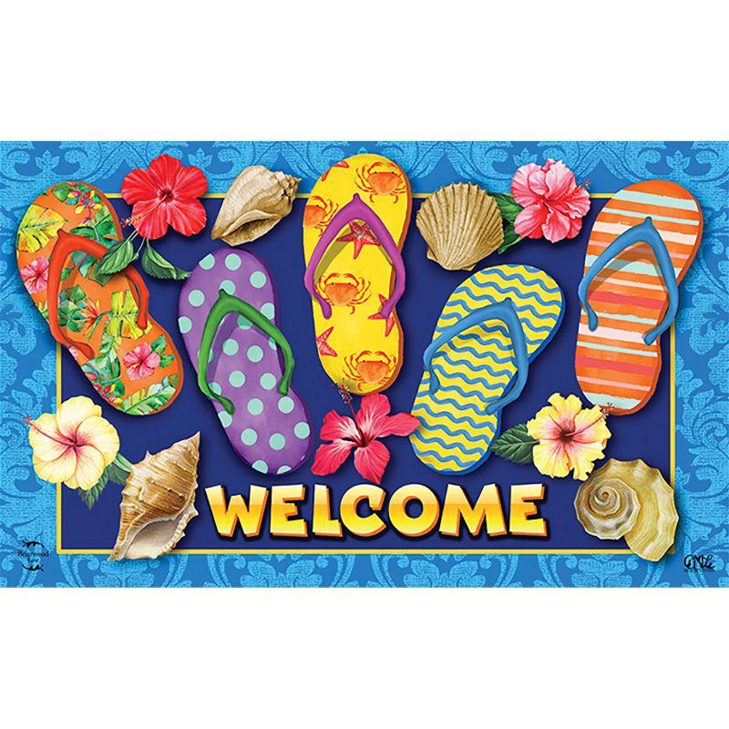 Colorful Paradise Flip Flops 24" x 15" Rubber Outdoor Doormat