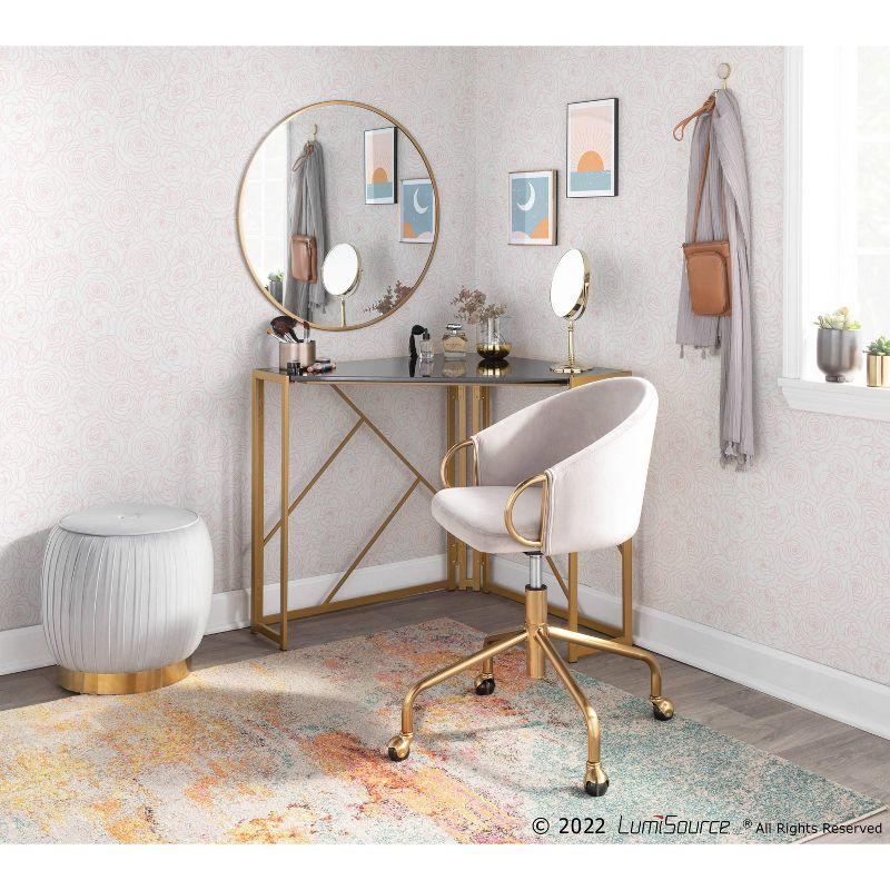 Claire Velvet/Metal/Plywood Task Chair Gold/Silver - LumiSource: Swivel Desk Chair with Casters, Adjustable Height