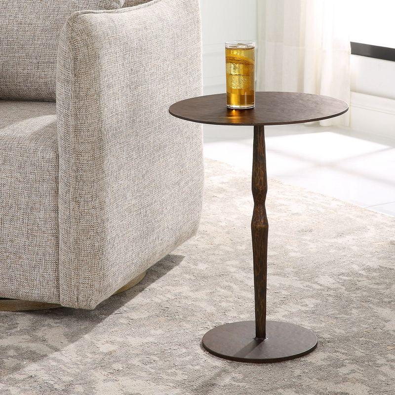 Round Rustic Copper Bronze Iron Accent Table