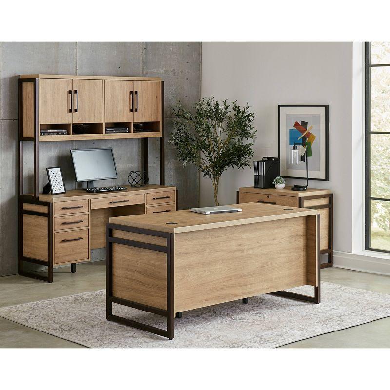 Mason Modern Wood Laminate Double Pedestal Executive Desk Light Brown - Martin Furniture: 66" with All Purpose Drawer